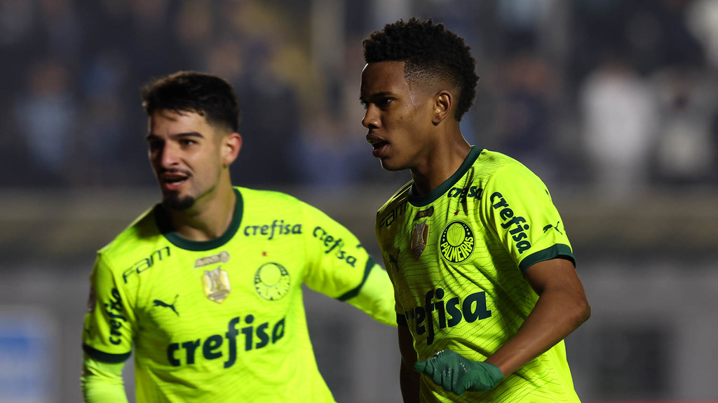 Estêvão e Flaco López já marcaram 9 gols cada pelo Palmeiras no Brasileirão 2024 — Foto: Cesar Greco/Palmeiras
