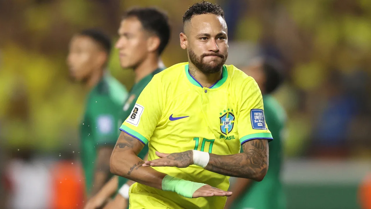 Neymar comemora gol pela Seleção Brasileira